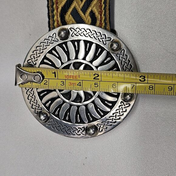 Retro Medallion Belt Buckle Nylon Mackenzie Adjustable Belt Boho Festival Vtg main image 10